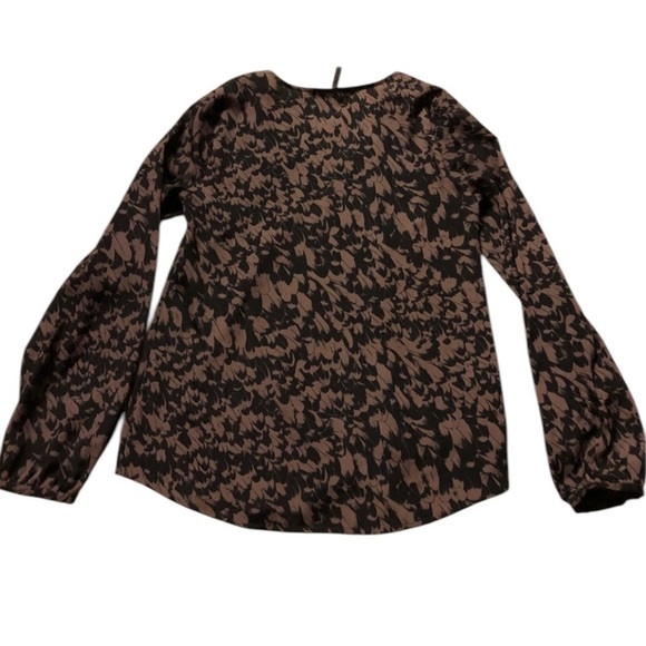 BCBG Paris Women’s Long Sleeve Black & Tan Printed Fairy Flowing Blouse - Size S - Picture 3 of 7